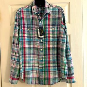 NWT Polo Ralph Lauren Classic Fit Pastel Plaid Super Soft Flannel Mens Large